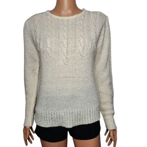Vintage 1980s Donagain Cream Pearl Knit Sweater Size‎ M Medium